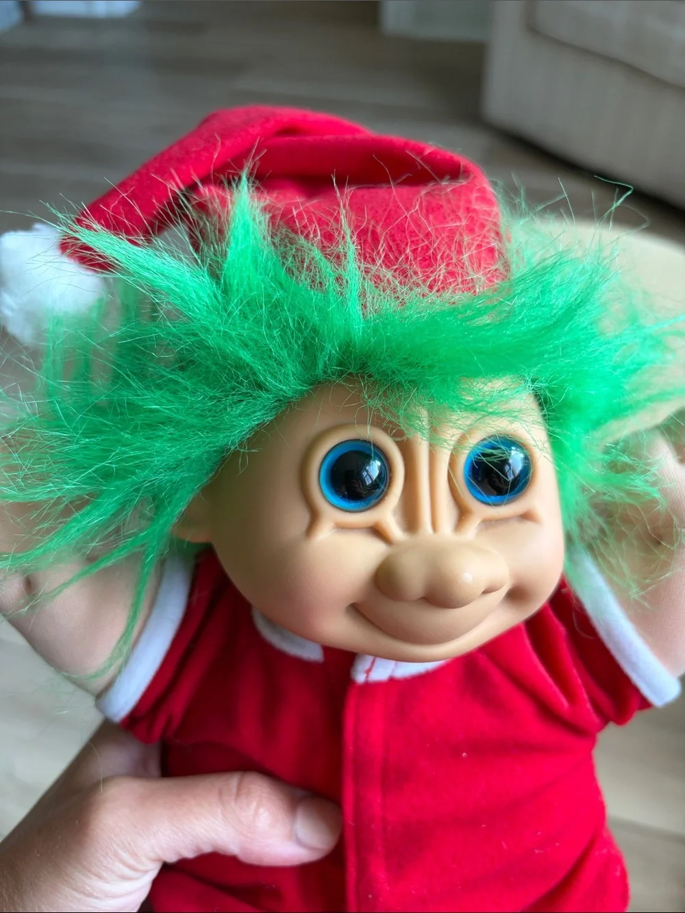 New Red Holiday Troll Plush Doll with Green Hair - Kids Toy